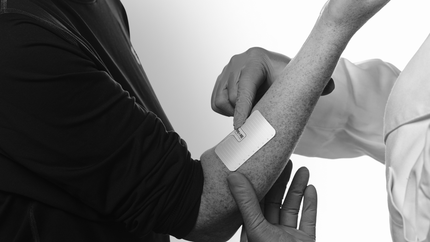 Discovery Patch 1 Wearable patch applied to arm for sweat analysis